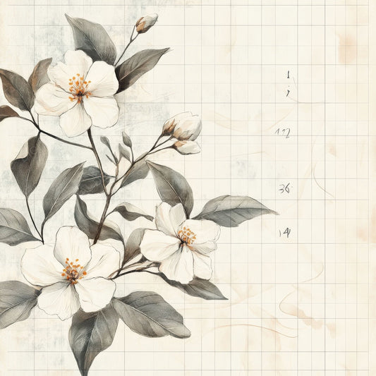 Sketch Jasmine Notepad Digital Paper Pack (DDD003593)