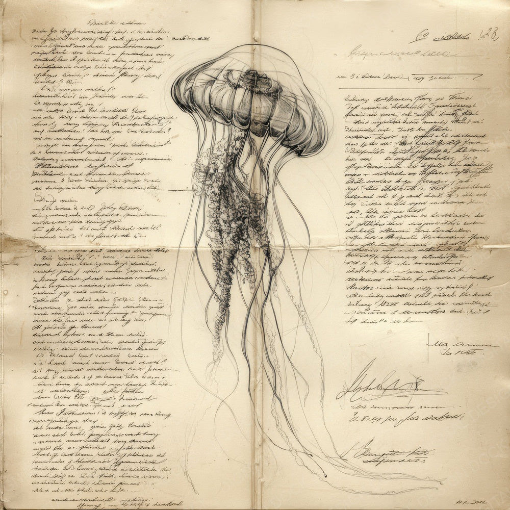 Sketch Jellyfish Anatomy Digital Paper Pack (DDD003594)