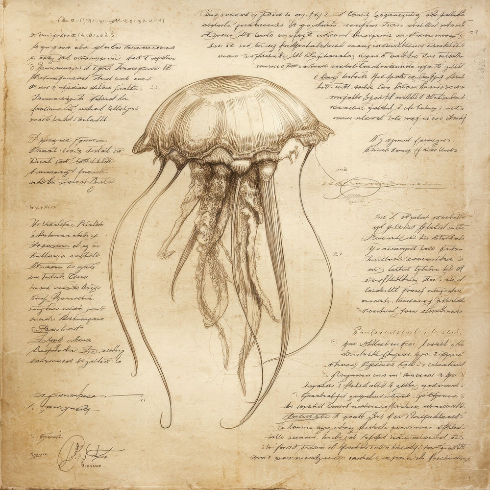 Sketch Jellyfish Anatomy Digital Paper Pack (DDD003594)