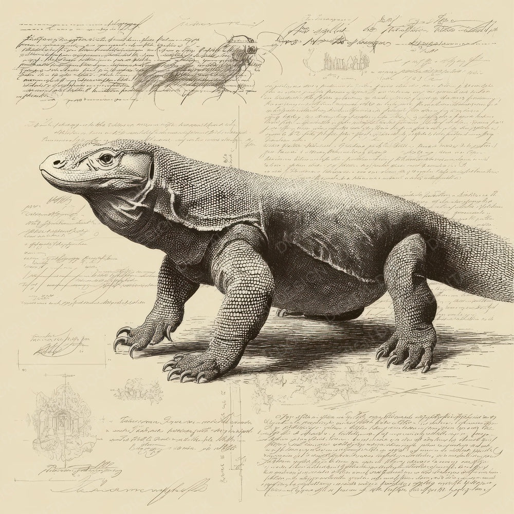 Sketch Komodo Dragon Walk Digital Paper Pack (DDD003597)