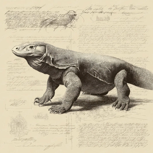 Sketch Komodo Dragon Walk Digital Paper Pack (DDD003597)