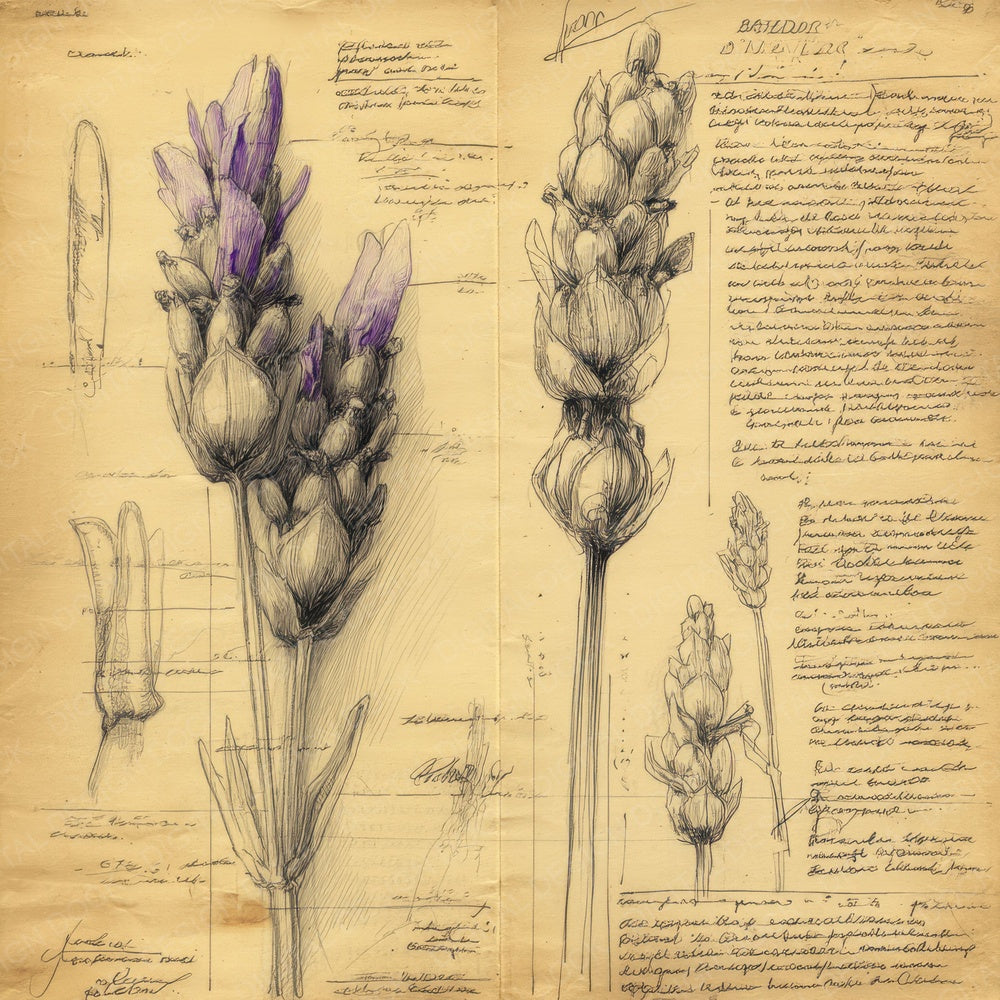 Sketch Lavender Buds Close Digital Paper Pack (DDD003598)