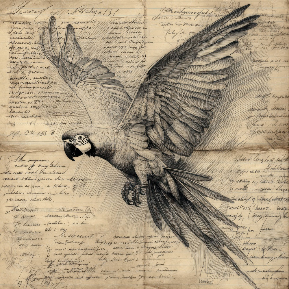 Sketch Macaw Wing Spread Digital Paper Pack (DDD003609)