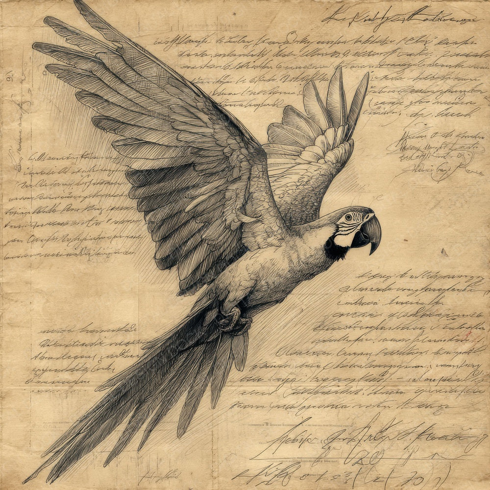 Sketch Macaw Wing Spread Digital Paper Pack (DDD003609)