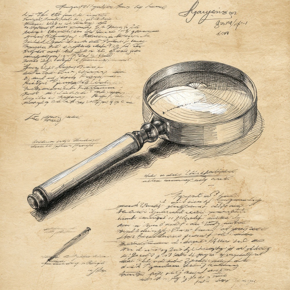 Sketch Magnifying Glass Handle Digital Paper Pack (DDD003610)