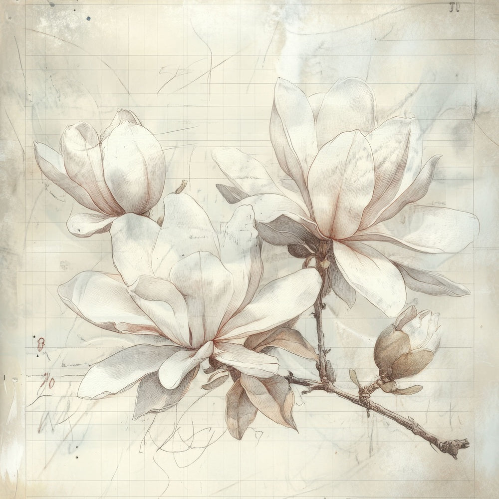 Sketch Magnolia Notepad Digital Paper Pack (DDD003611)