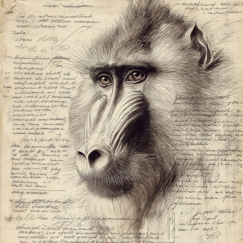 Sketch Mandrill Facial Study Digital Paper Pack (DDD003613)
