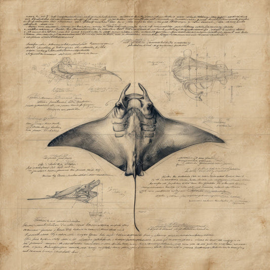 Sketch Manta Ray Sheet Digital Paper Pack (DDD003614)