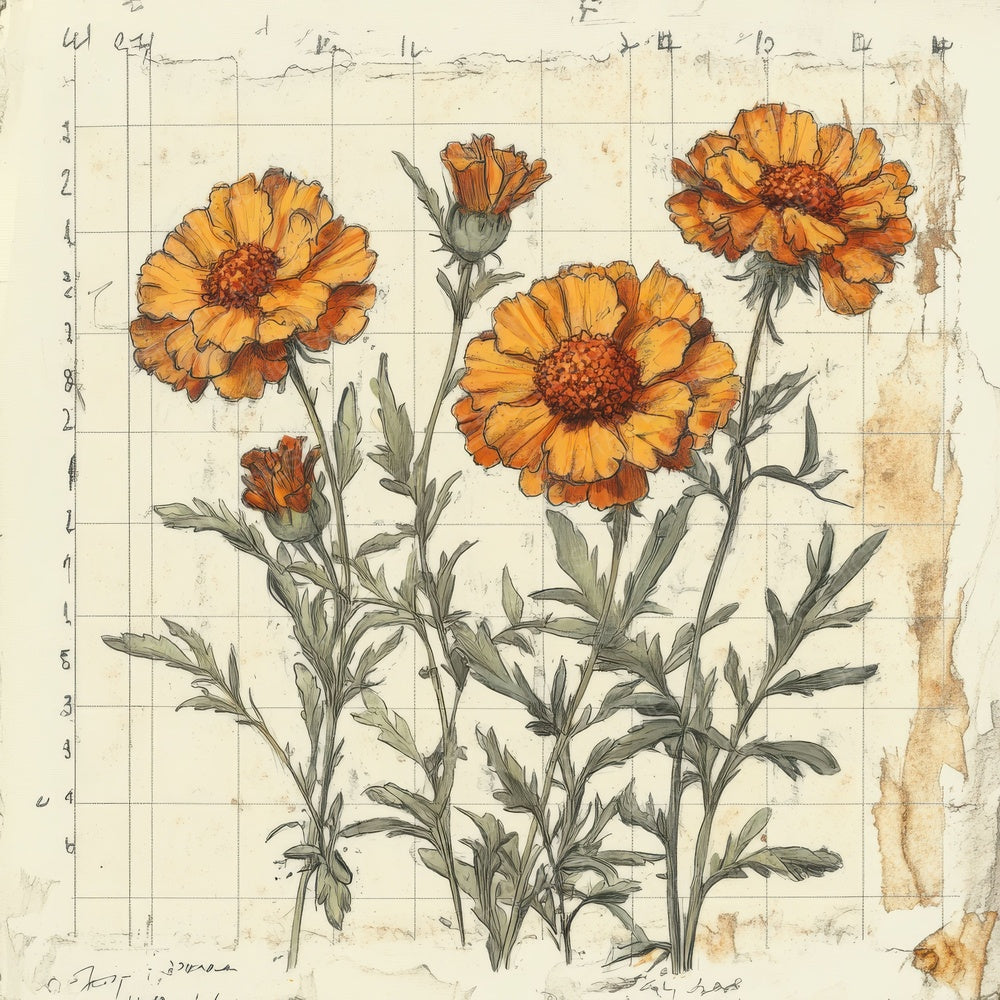 Sketch Marigold Notepad Digital Paper Pack (DDD003616)