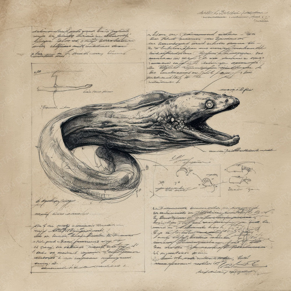 Sketch Moray Eel Sheet Digital Paper Pack (DDD003620)