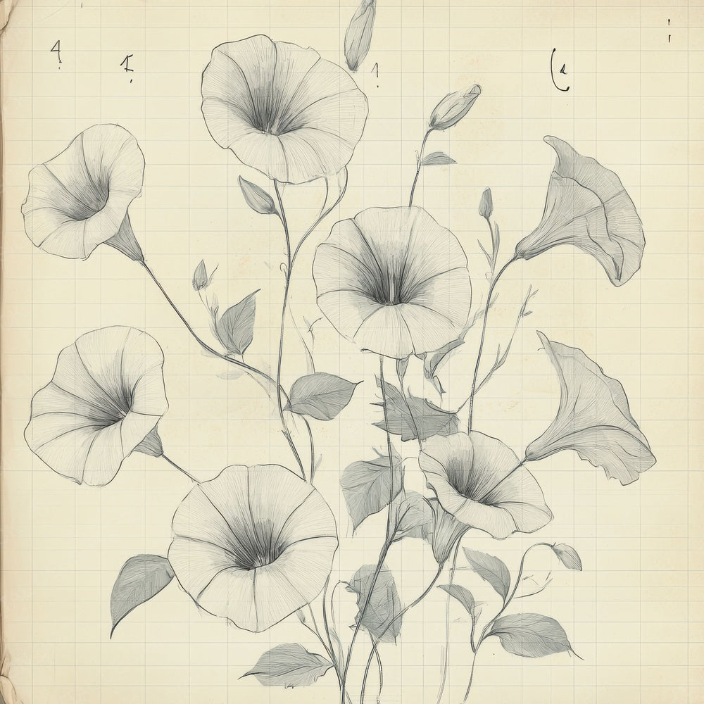 Sketch Morning Glory Notepad Digital Paper Pack (DDD003622)