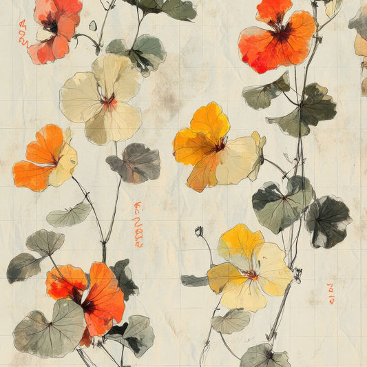 Sketch Nasturtium Notepad Digital Paper Pack (DDD003624)
