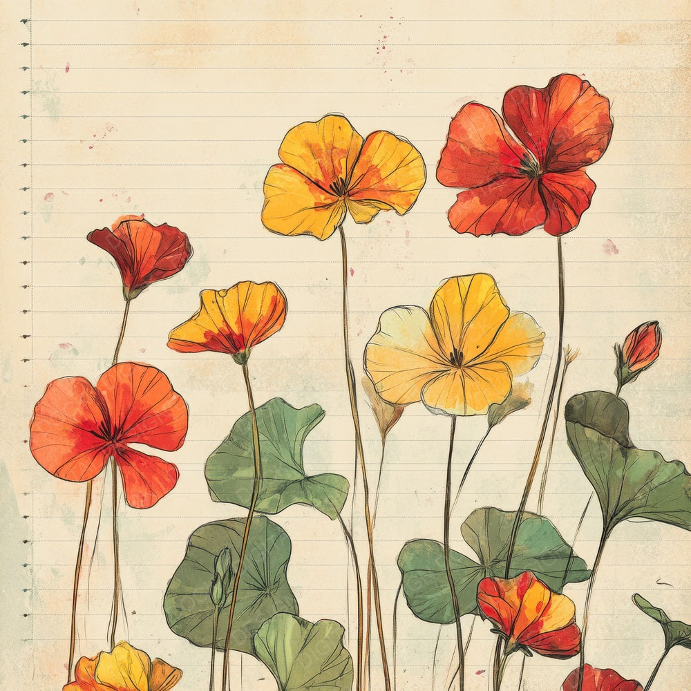 Sketch Nasturtium Notepad Digital Paper Pack (DDD003624)