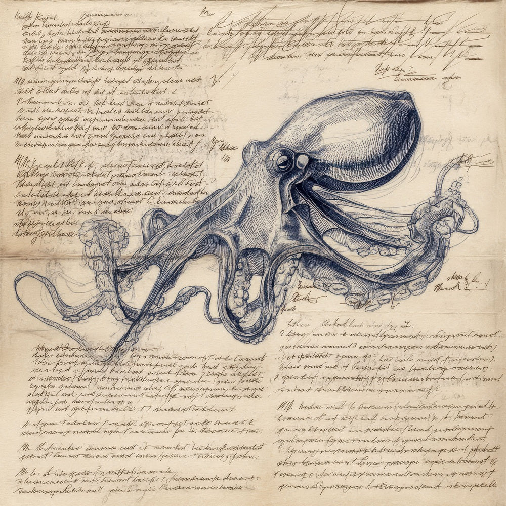 Sketch Octopus Anatomy Digital Paper Pack (DDD003626)