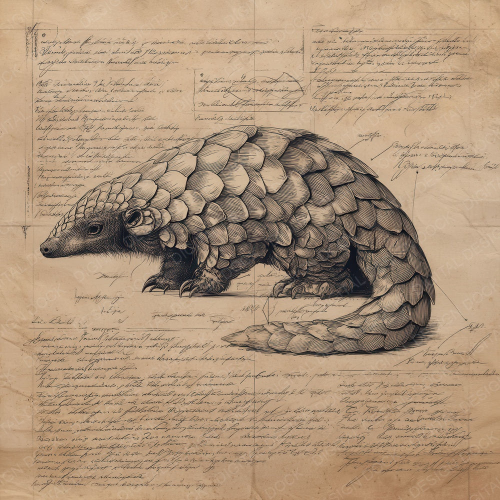 Sketch Pangolin Overhead Sheet Digital Paper Pack (DDD003630)