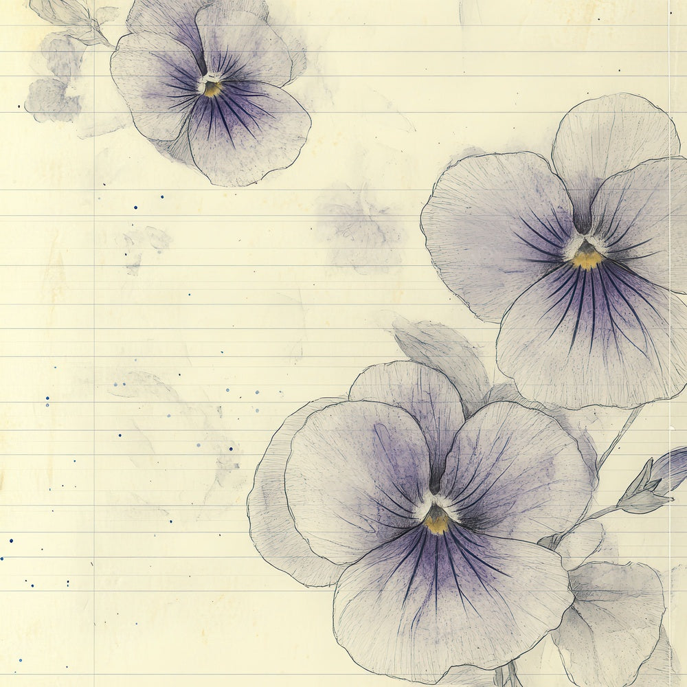 Sketch Pansy Notepad Digital Paper Pack (DDD003632)
