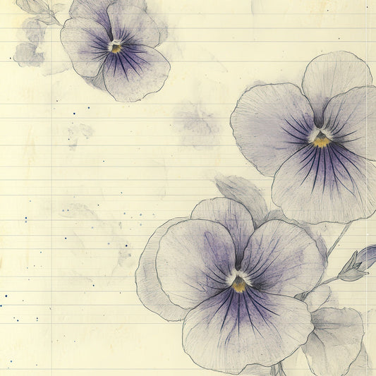 Sketch Pansy Notepad Digital Paper Pack (DDD003632)