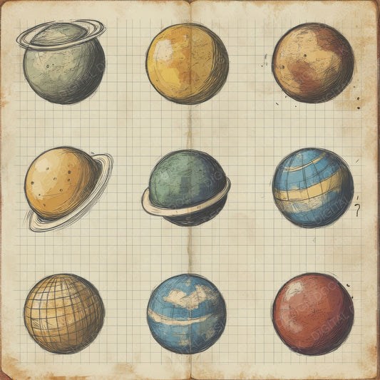Sketch Planets Notepad Digital Paper Pack (DDD003641)