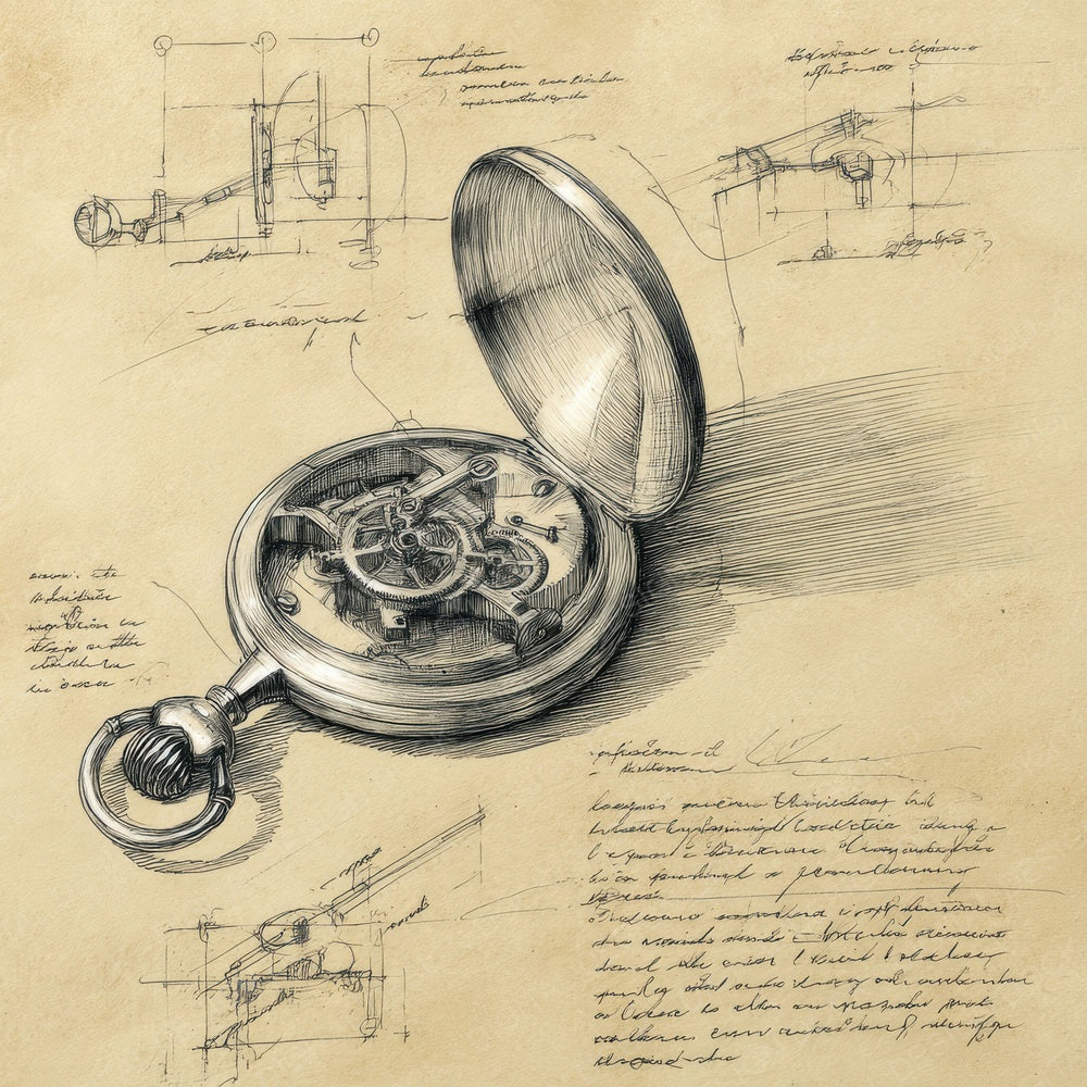 Sketch Pocket Watch Mechanism Digital Paper Pack (DDD003643)