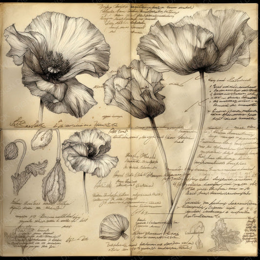 Sketch Poppy Petals Detail Digital Paper Pack (DDD003645)