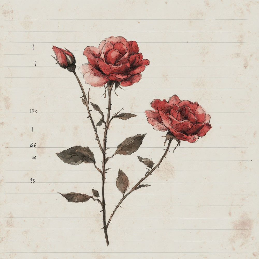 Sketch Rose Colour Digital Paper Pack (DDD003657)