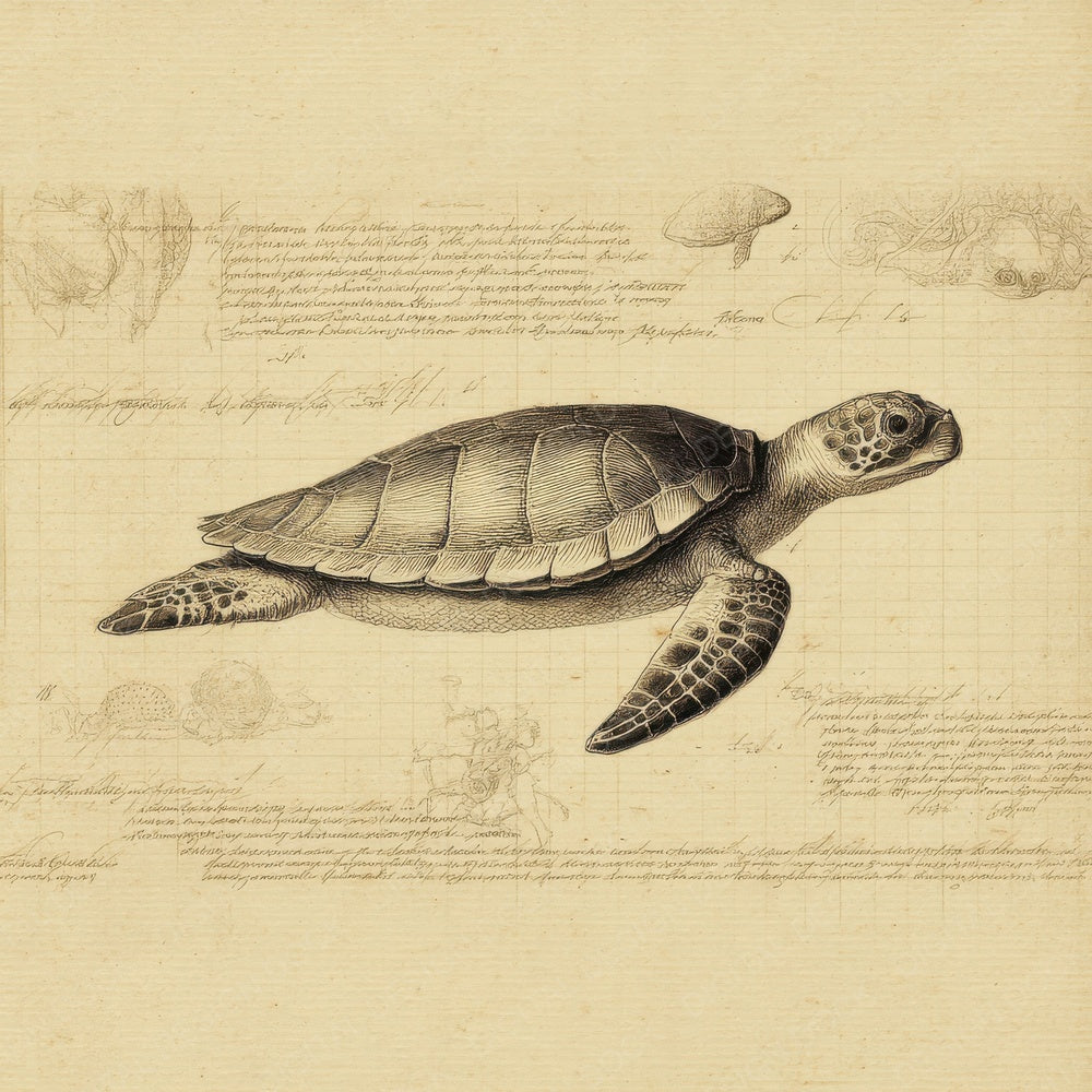Sketch Sea Turtle Plate Digital Paper Pack (DDD003660)