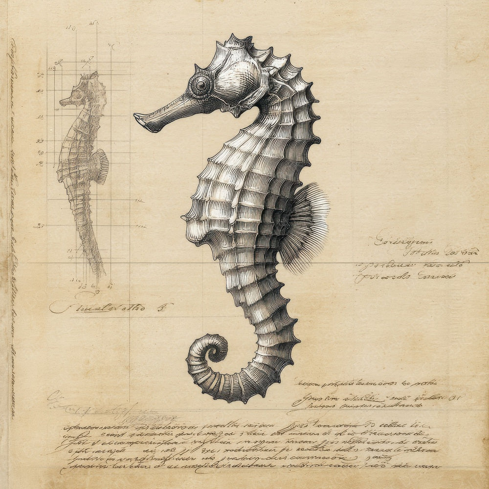 Sketch Seahorse Specimen Digital Paper Pack (DDD003662)