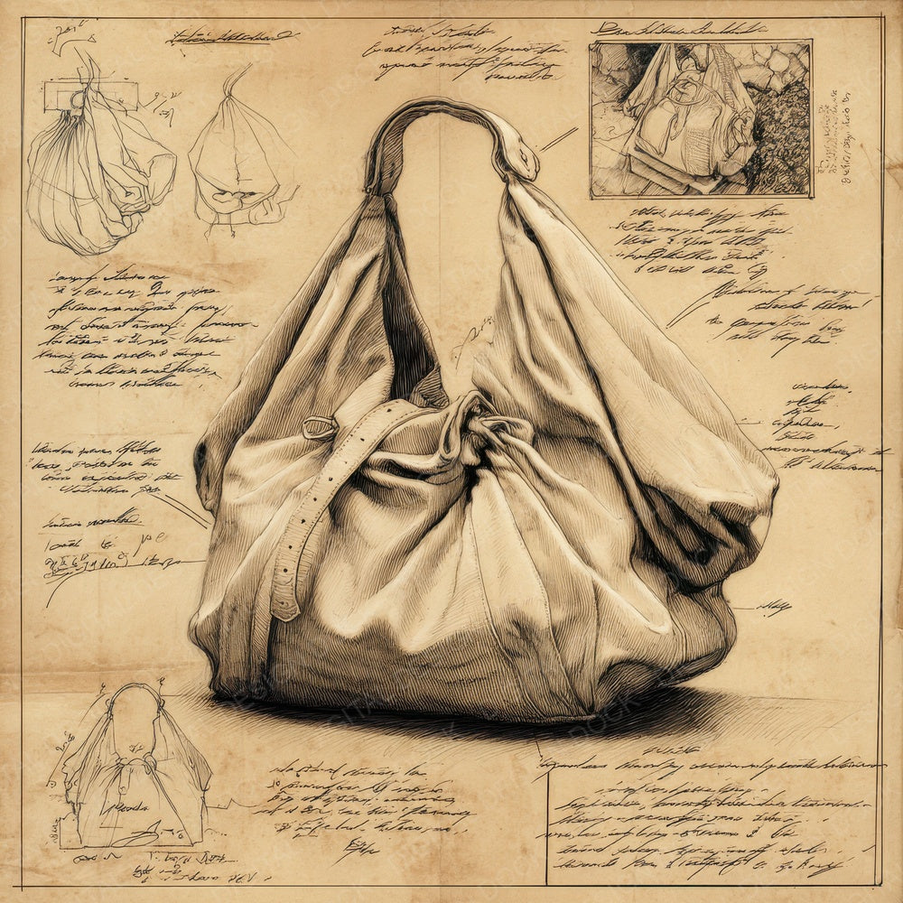 Sketch Slouchy Hobo Handbag Digital Paper Pack (DDD003664)