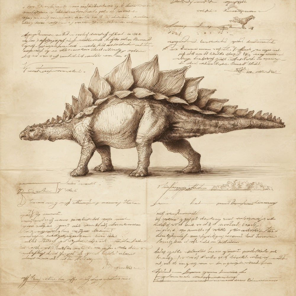 Sketch Stegosaurus Side Study Digital Paper Pack (DDD003668)