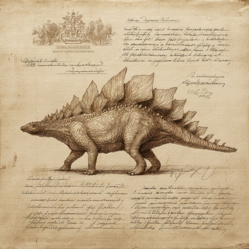 Sketch Stegosaurus Side Study Digital Paper Pack (DDD003668)