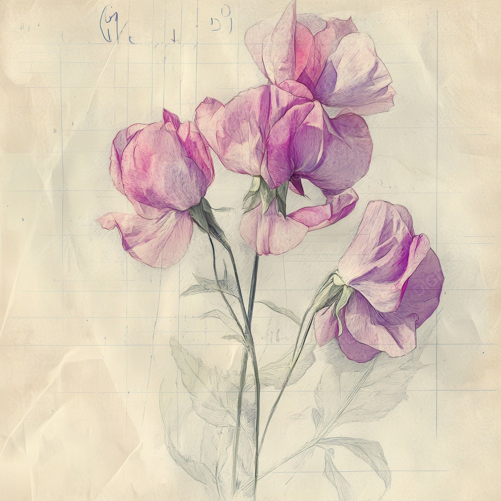 Sketch Sweet Pea Notepad Digital Paper Pack (DDD003676)
