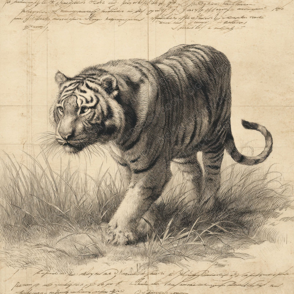 Sketch Tiger Grassland Sheet Digital Paper Pack (DDD003686)