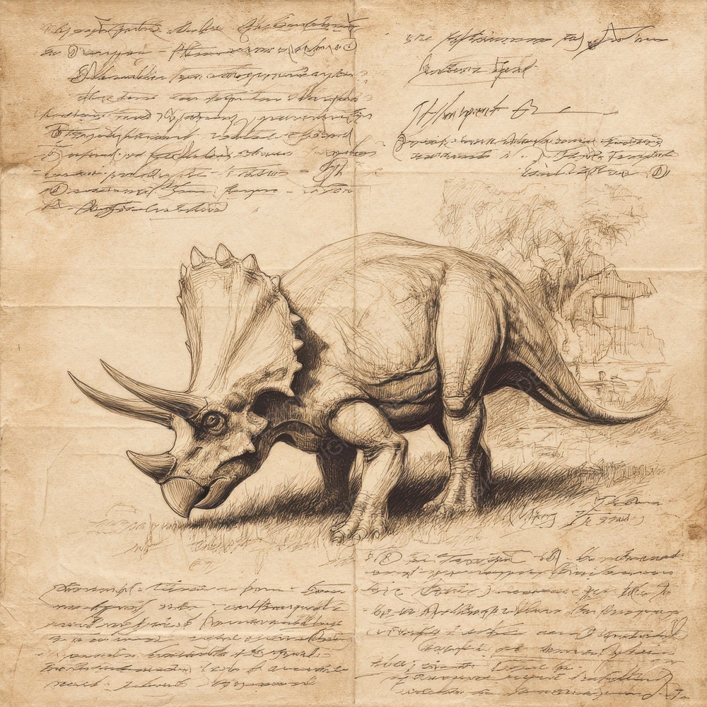 Sketch Triceratops Grazing Sheet Digital Paper Pack (DDD003688)