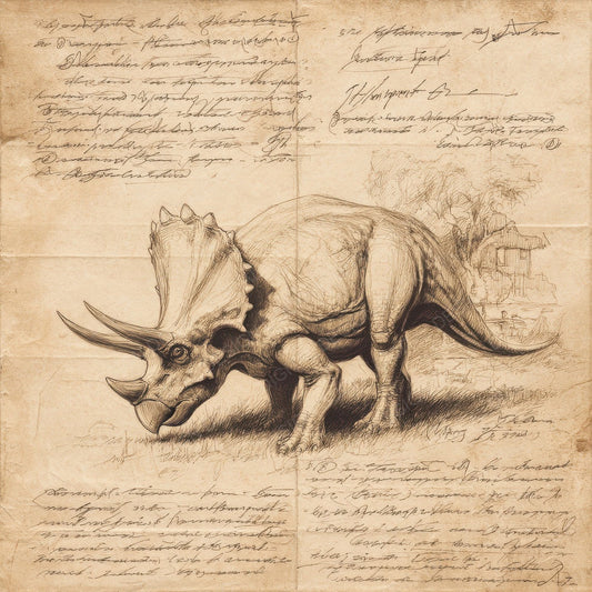 Sketch Triceratops Grazing Sheet Digital Paper Pack (DDD003688)