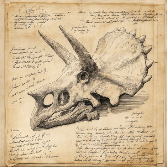 Sketch Triceratops Skull Plate Digital Paper Pack (DDD003689)