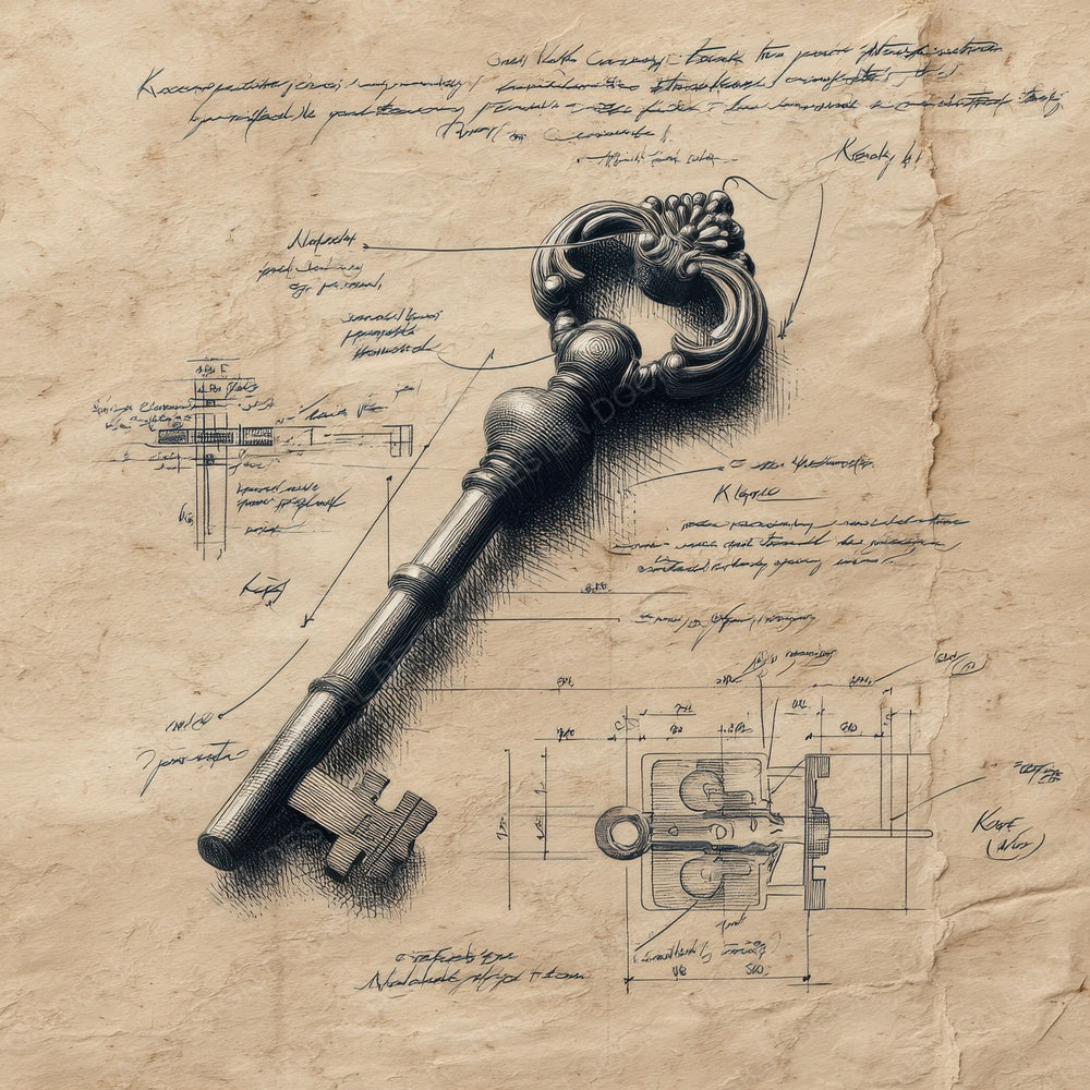 Sketch Vintage Key Handle Digital Paper Pack (DDD003695)