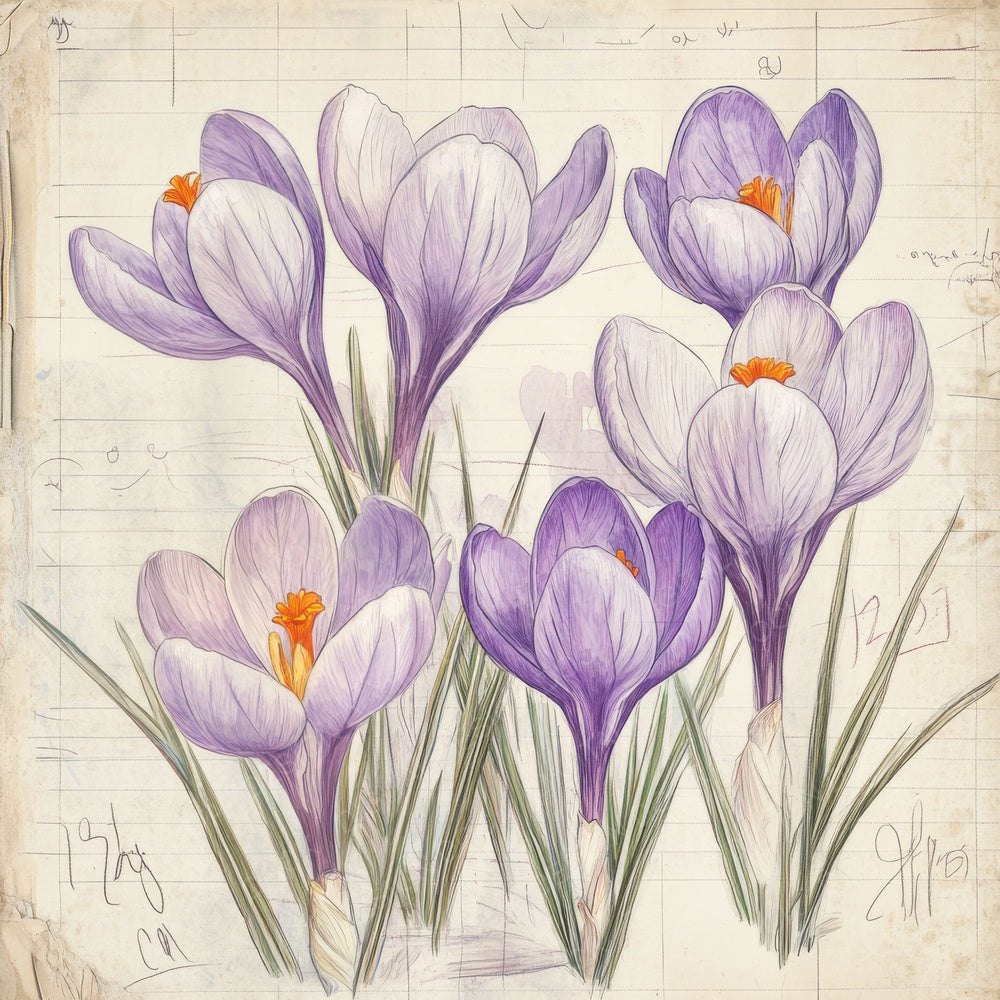 Sketch Violet Crocus Notepad Digital Paper Pack (DDD003699)