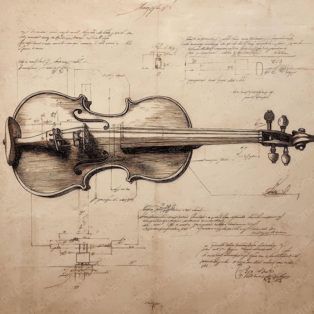 Sketch Violin Side Profile Digital Paper Pack (DDD003701)