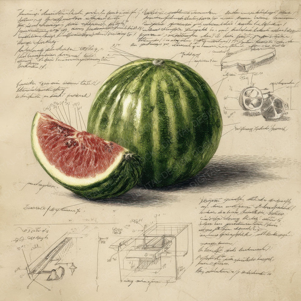 Sketch Watermelon Striped Rind Digital Paper Pack (DDD003703)