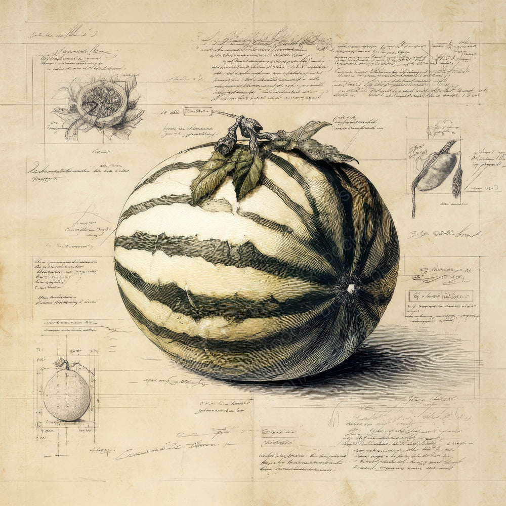 Sketch Watermelon Striped Rind Digital Paper Pack (DDD003703)