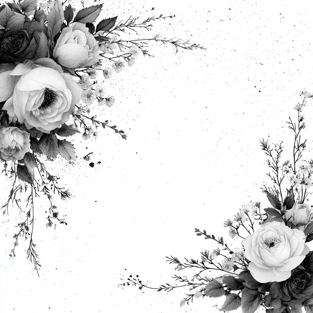 Sketch Wedding Border Digital Paper Pack (DDD007957)