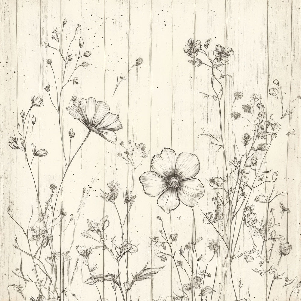 Sketch Wildflower Wood Digital Paper Pack (DDD003706)