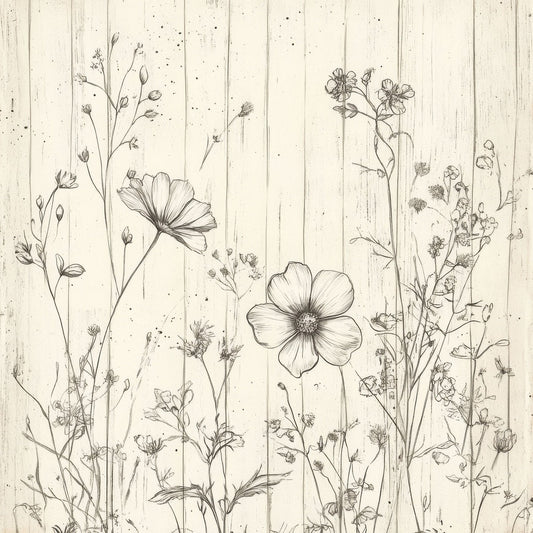 Sketch Wildflower Wood Digital Paper Pack (DDD003706)