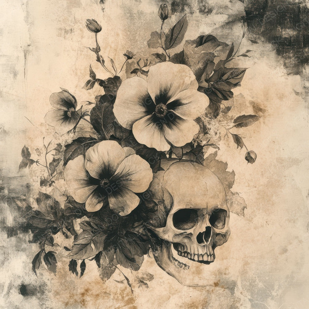 Skull Bloom Fade Digital Paper Pack (DDD003712)