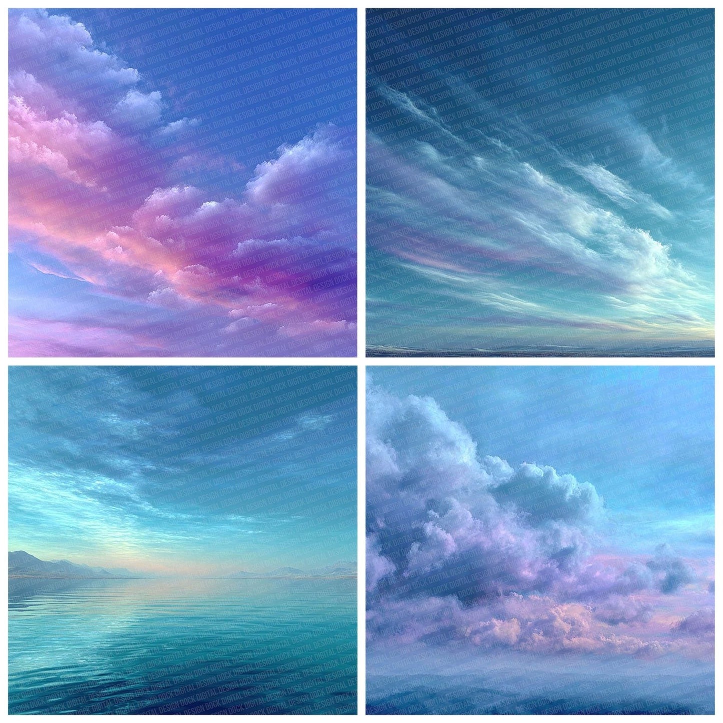 Sky Pastel Abstract Digital Paper Pack (DDD003718)