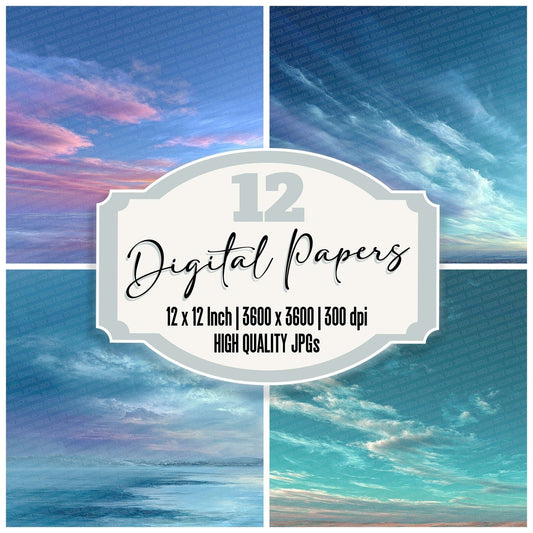 Sky Pastel Abstract Digital Paper Pack (DDD003718)