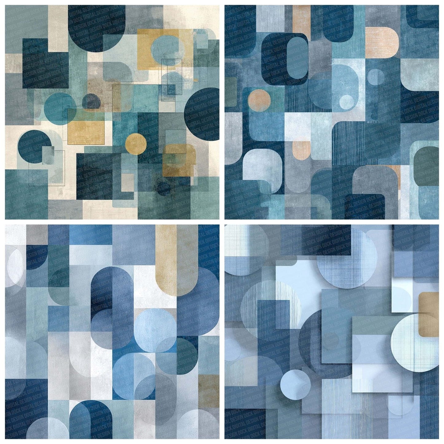 Slate Blue Grey Shapes Digital Paper Pack (DDD003720)