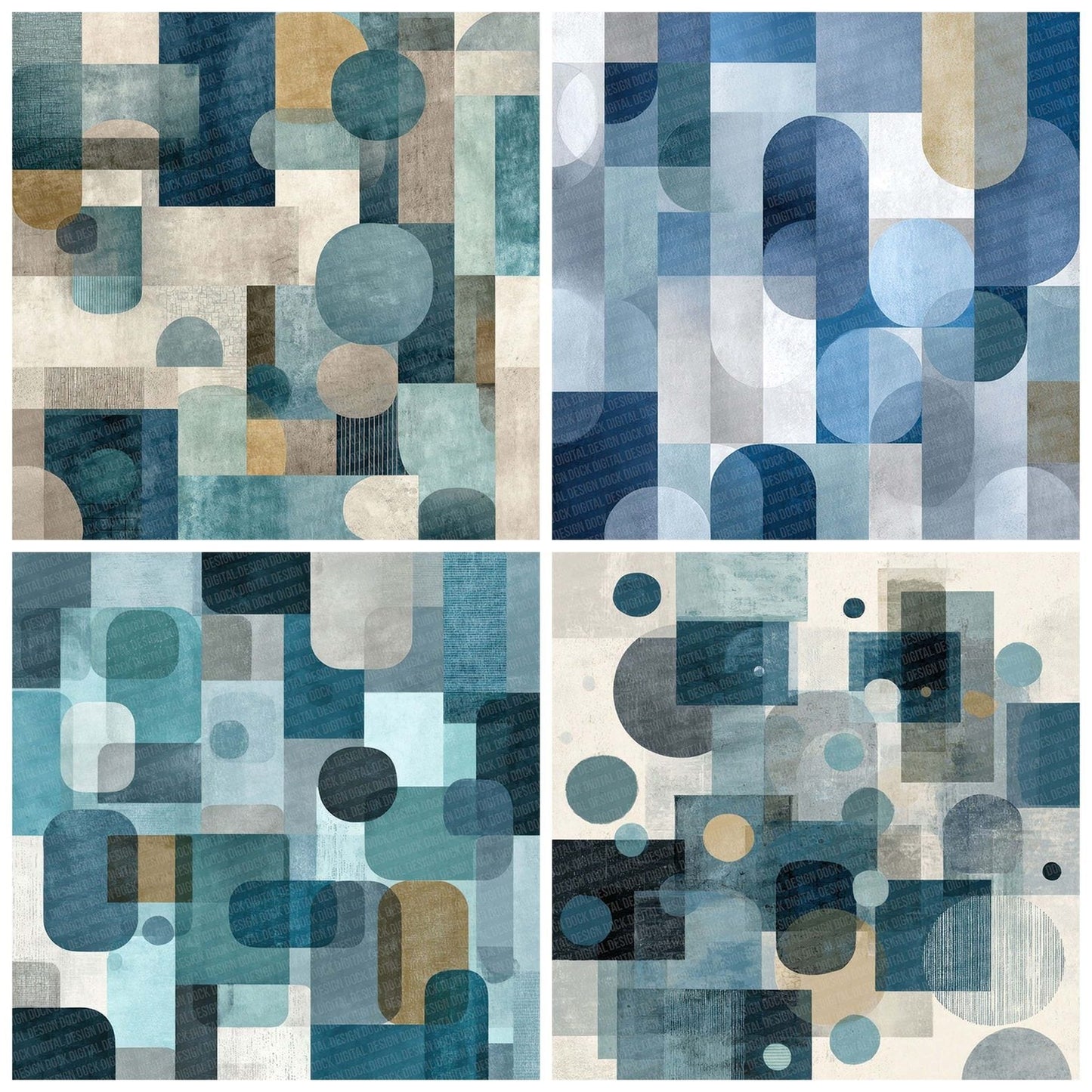 Slate Blue Grey Shapes Digital Paper Pack (DDD003720)