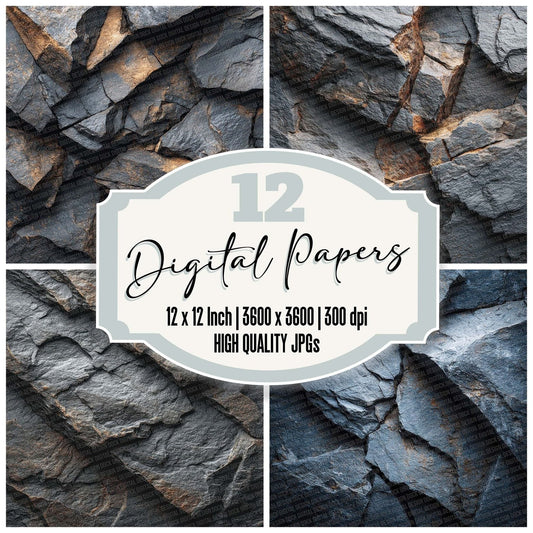 Slate Rock Texture Digital Paper Pack (DDD003726)