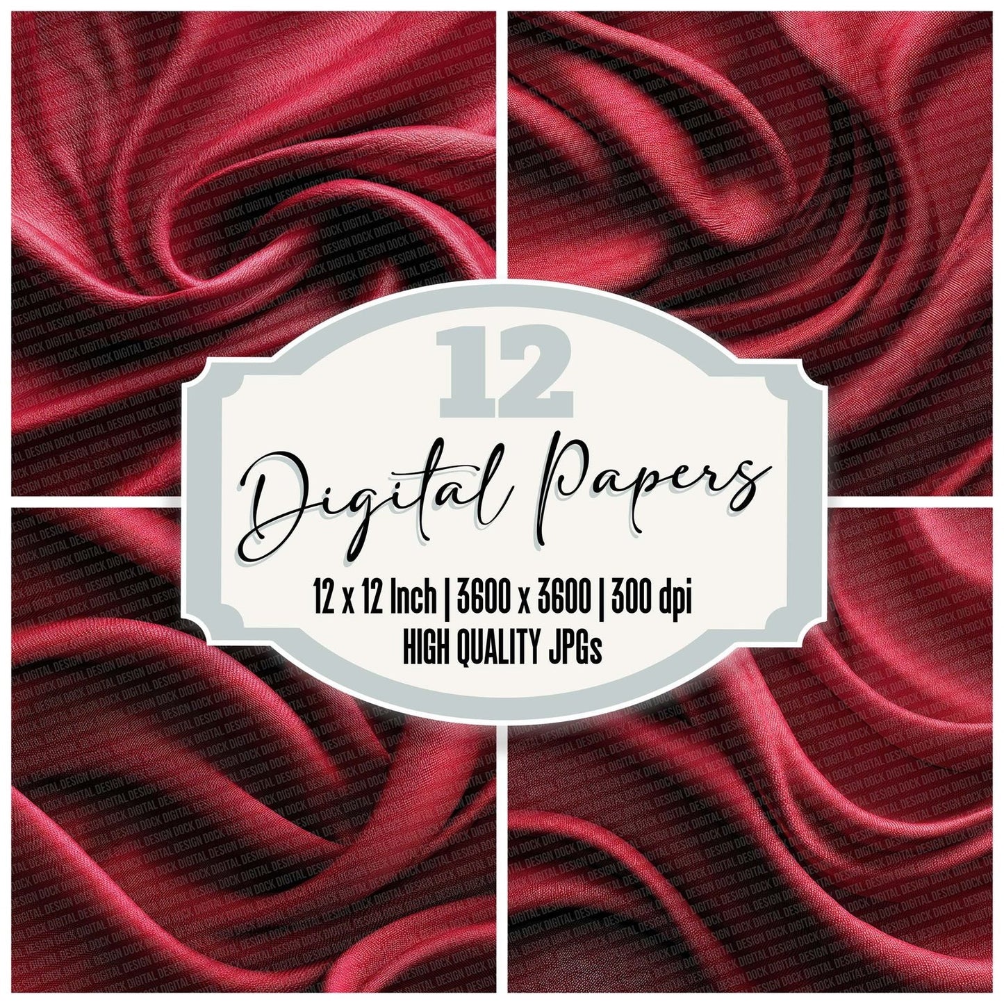 Smooth Red Fabric Texture Digital Paper Pack (DDD003736)